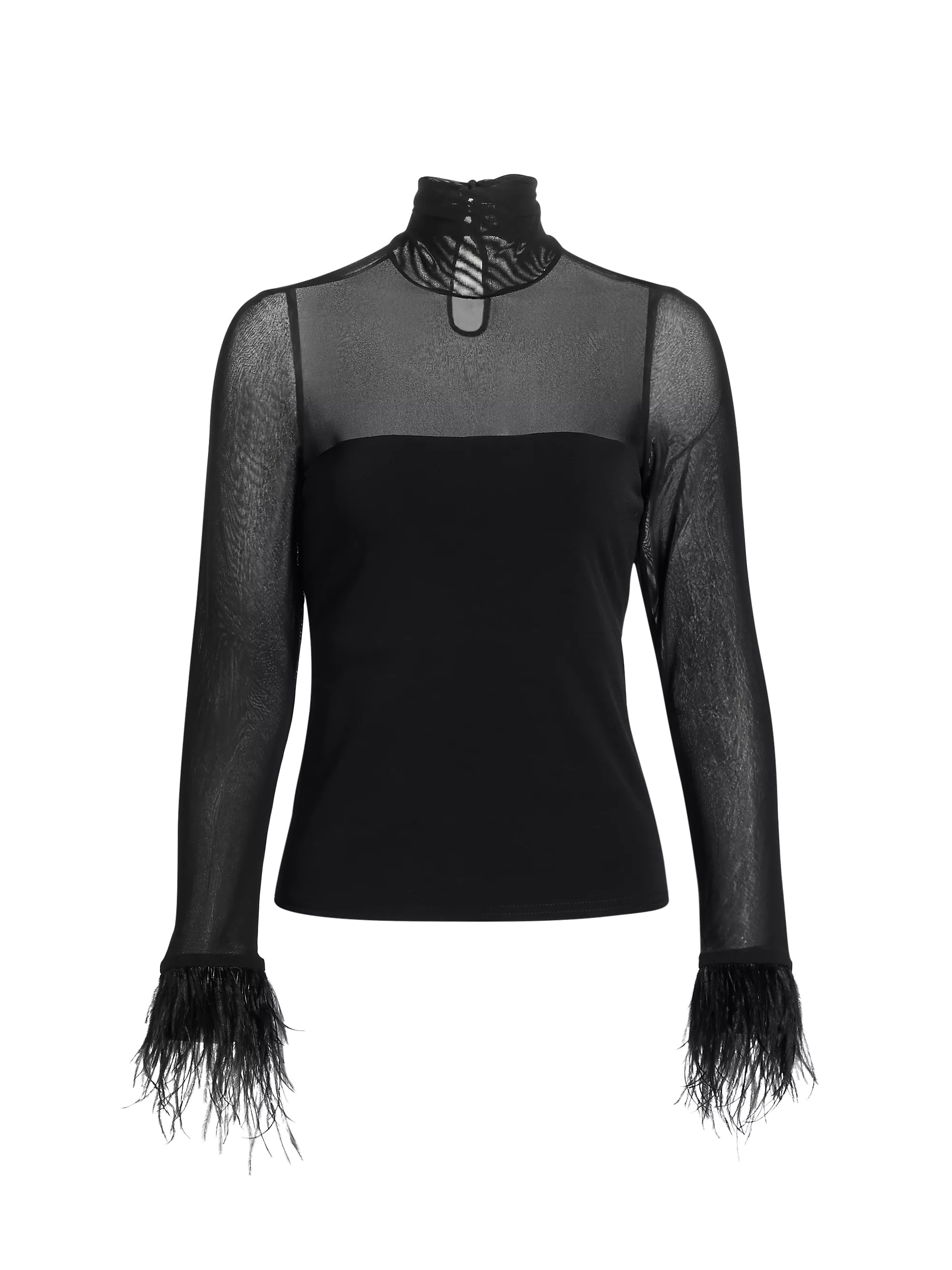 Shop Cinq à Sept Shantel Feather-Trim Top | Saks Fifth Avenue | Saks Fifth Avenue