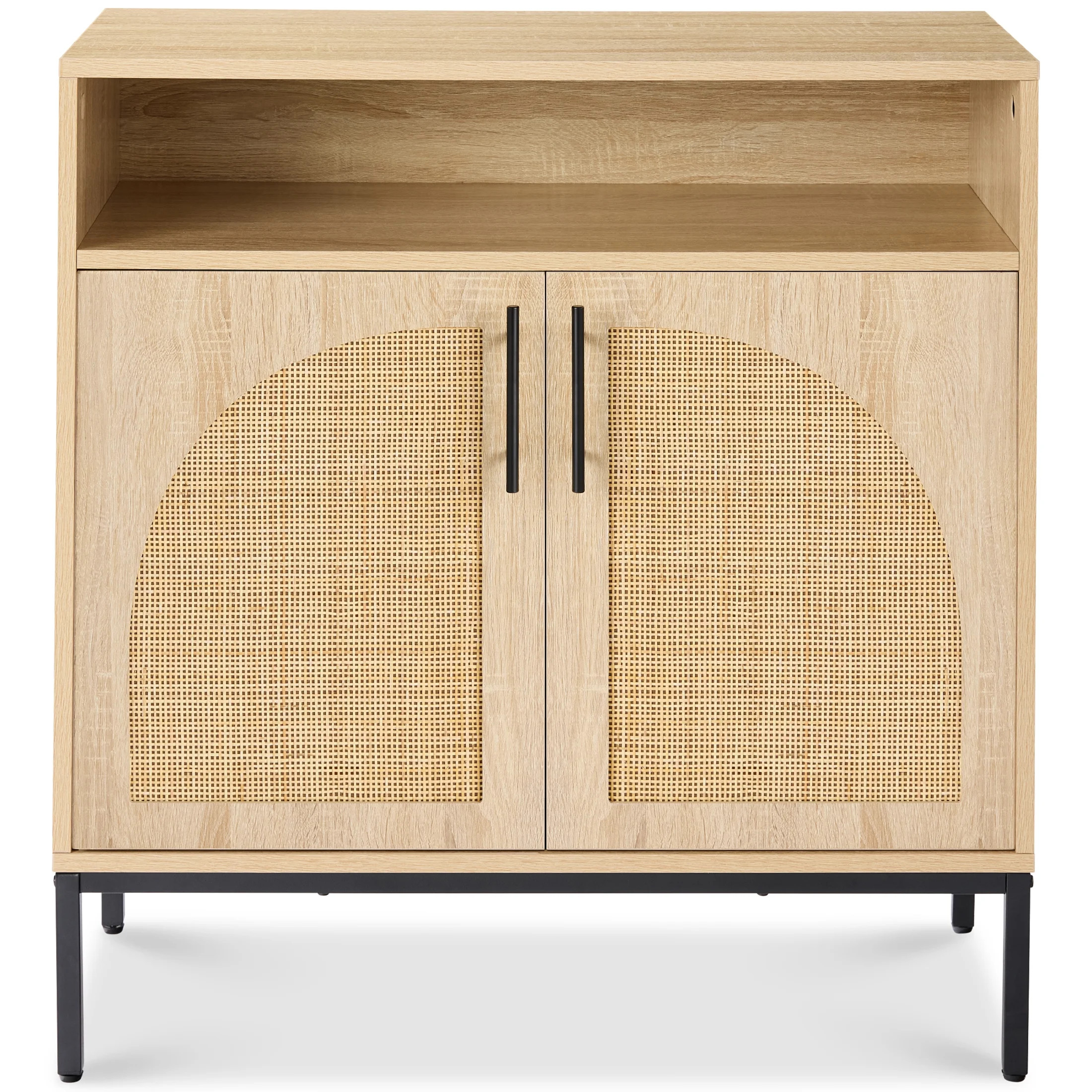 Best Choice Products Arched 2-Door Rattan Cabinet, Sideboard, Buffet, w/ Cord Cutout, Adjustable Storage Shelf - Natural - Walmart.com | Walmart (US)