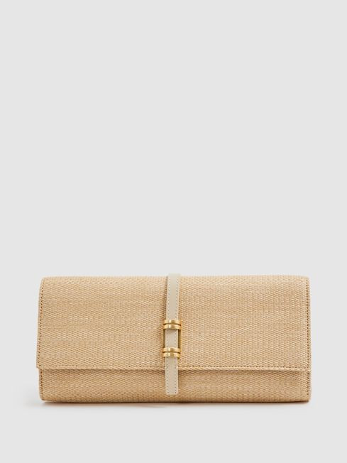 Raffia Baguette Clutch Bag | Reiss UK