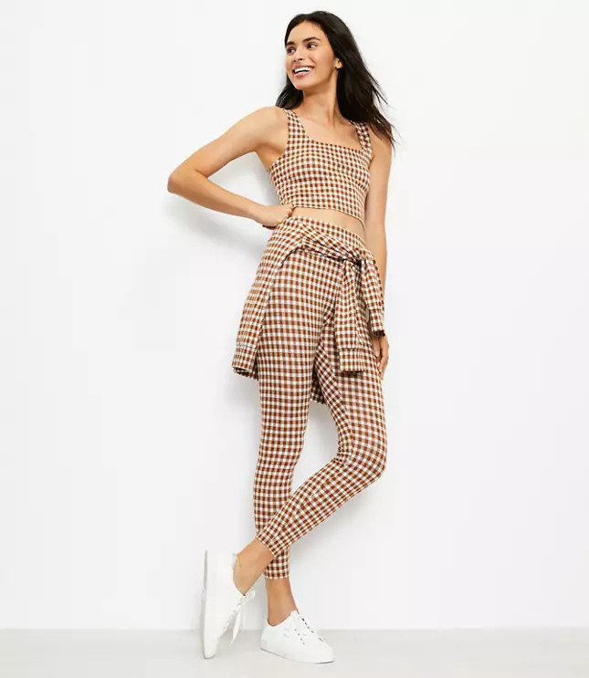 Lou & Grey Gingham High Rise Ponte Pocket Leggings | LOFT