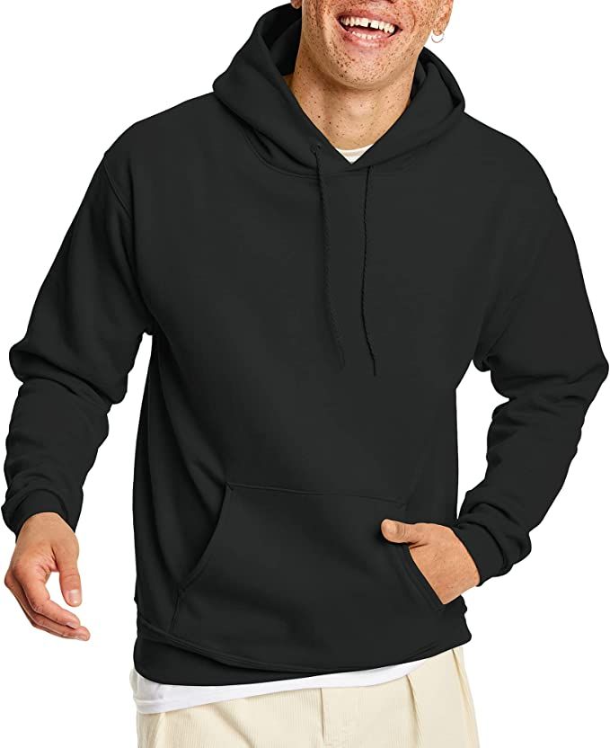 Hanes Men's Pullover EcoSmart Hooded Sweatshirt, Black, X-Large at Amazon Men’s Clothing store | Amazon (US)