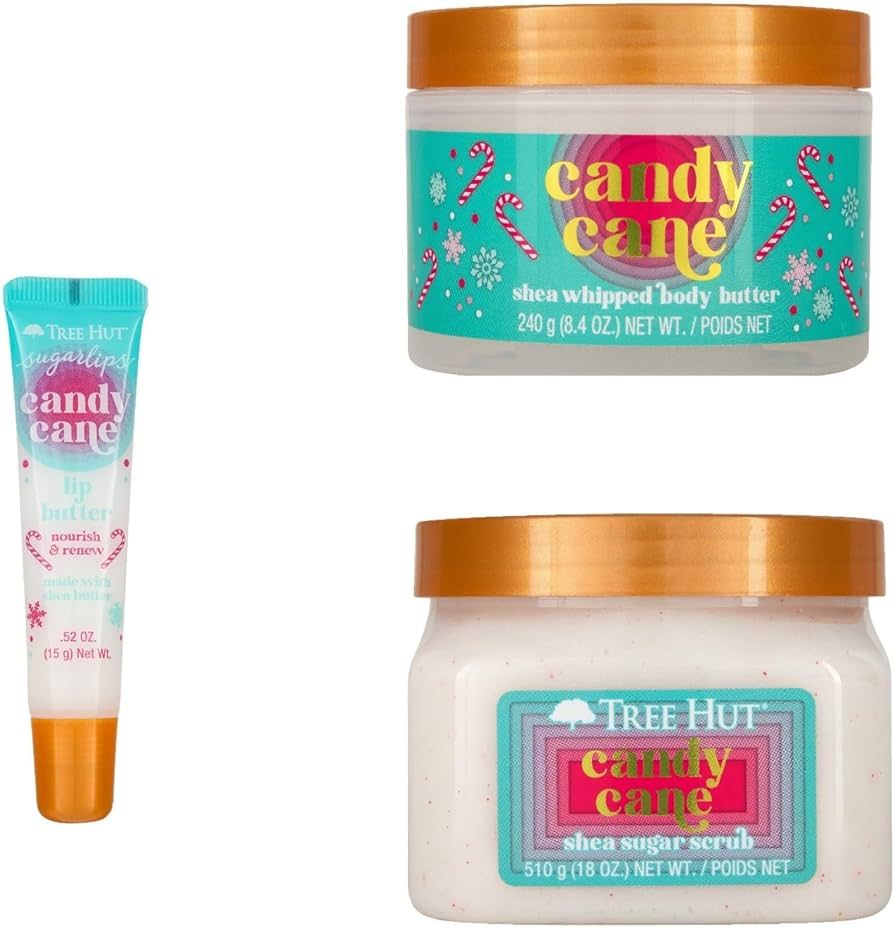 Tree Hut Candy Cane Gift Set! Sugar Scrub, Body Butter and Lip Butter 3 piece set | Amazon (US)