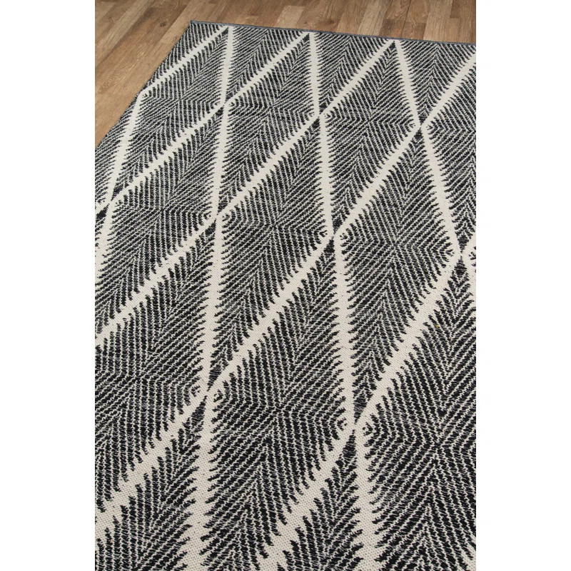 River Geometric Handmade Flatweave Black/White Indoor/Outdoor Area Rug | Wayfair North America