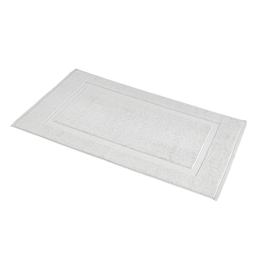 Amazon Basics Banded Bathroom Bath Rug Mat, 100% Cotton, 31 x 20 inches, Soft Silver | Amazon (US)