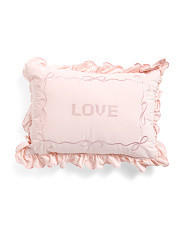 14x20 Love Needlepoint Bow Velvet Ruffle Pillow | Throw Pillows | Marshalls | Marshalls