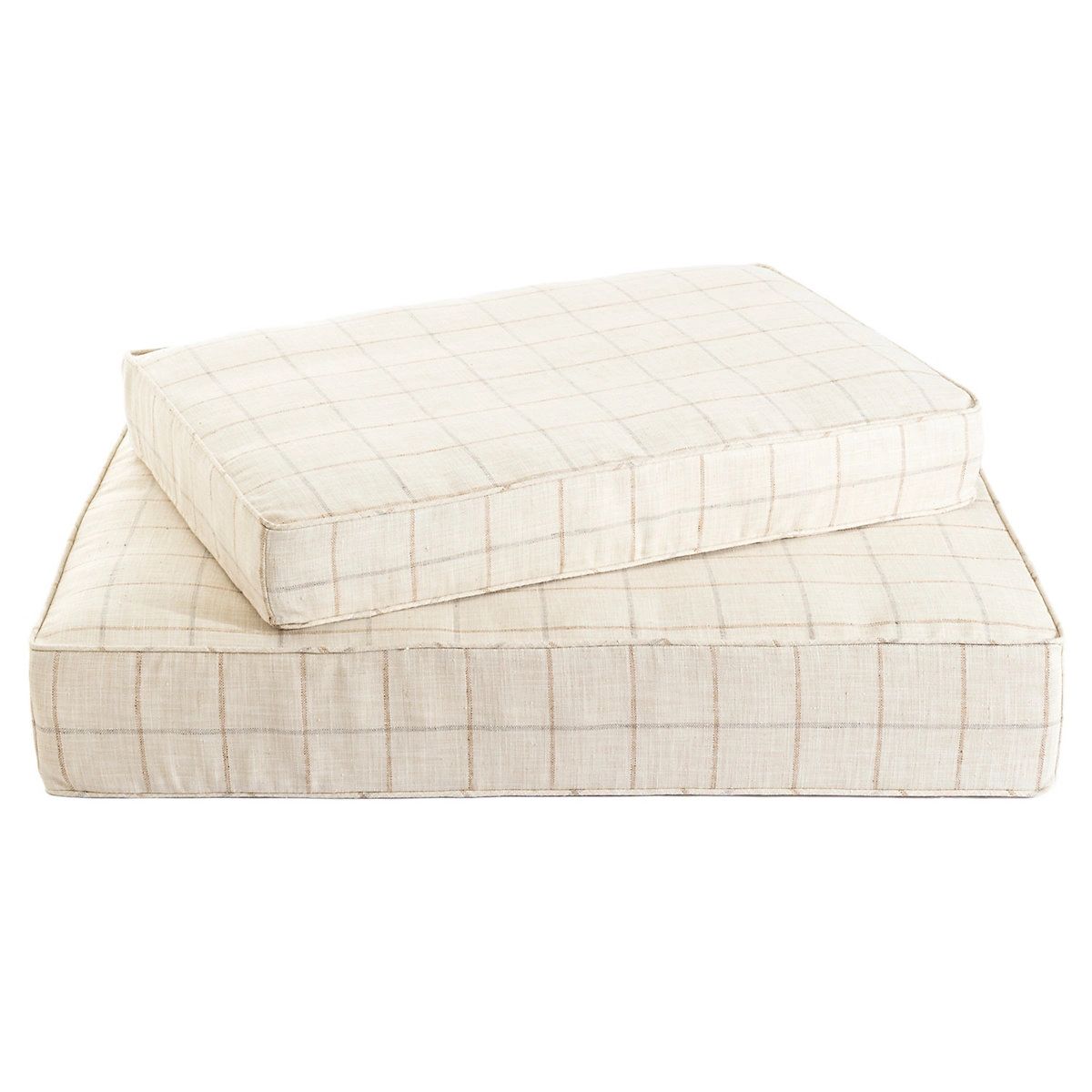 Chatham Tattersall Natural/Grey Dog Bed | Annie Selke