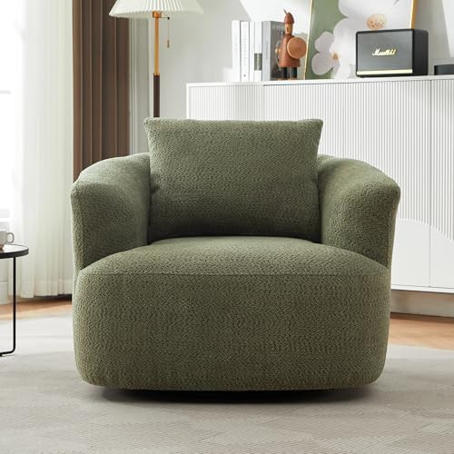 Merax Modern Cozy Chenille 360° Swivel Sofa Chair w/a Throw Pillow, 38.2" Upholstered Leisure Ba... | Amazon (US)