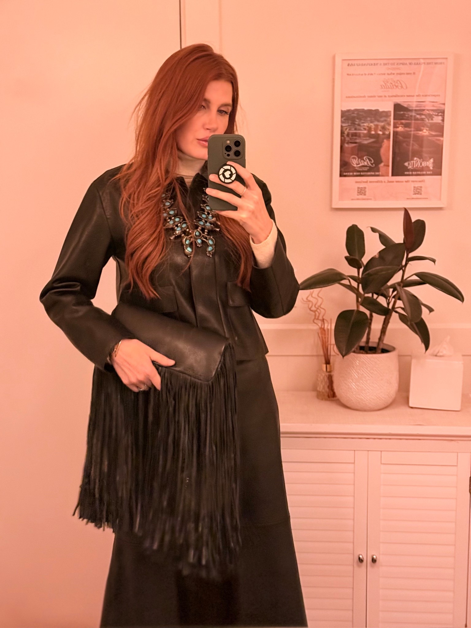 Brought my fringe bag out to play last night. This Dior beats the $8000 price tag. It’s sold out, but turn on your notifications and hope for the best🥺🤞🏼
The rest of my look reads quiet luxury and such a chic way to wear western, just add some pops of turquoise.

#LTKTravel #LTKootd #LTKgrwm