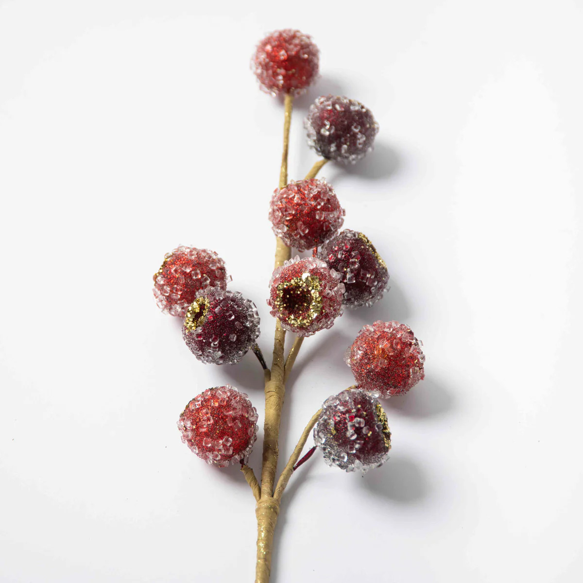 Red & Burgundy Sugar Berry Iced Seed Pod Faux Christmas Holiday Stem - 20" | Darby Creek Trading
