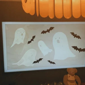 Halloween Ghost and Bats Frame TV Art, Grunge Background (Digital Download) | Etsy (Global)