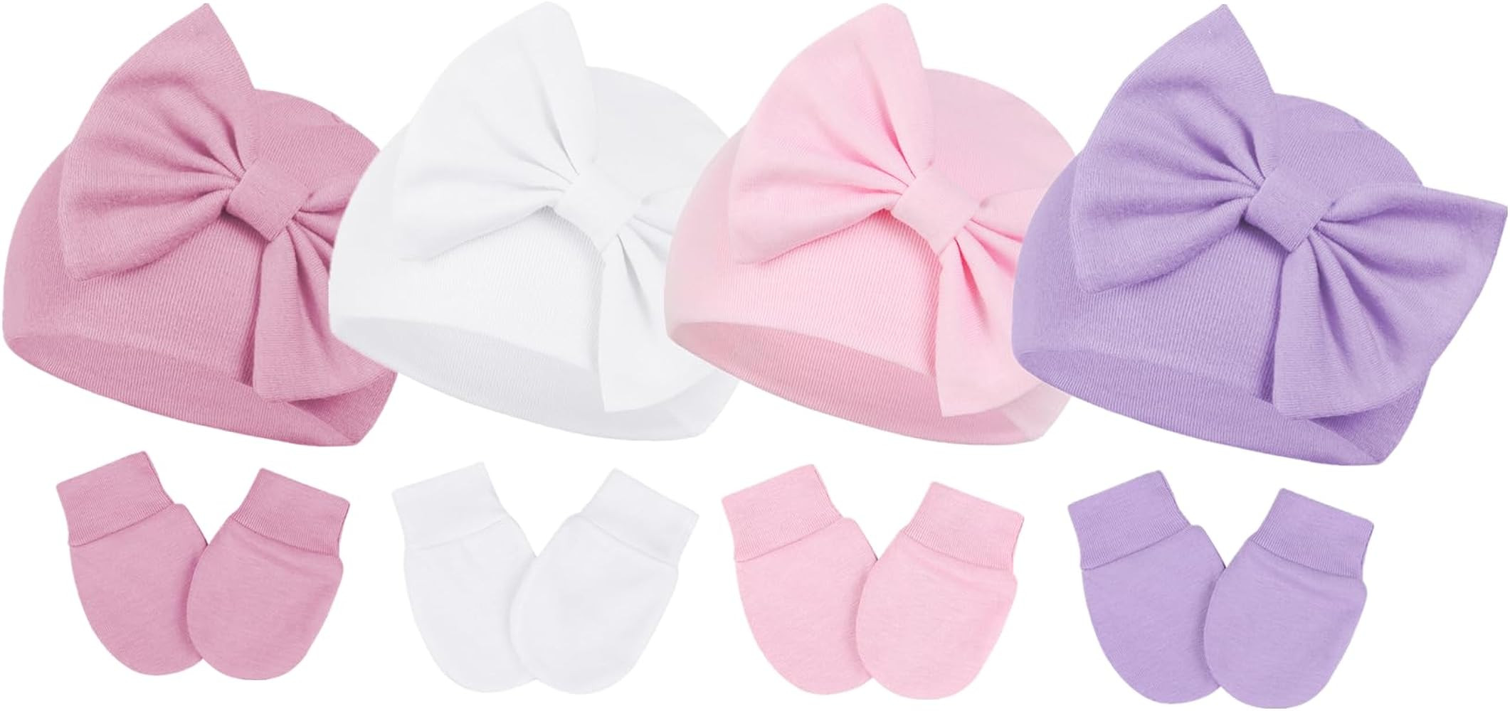Century Star Newborn Girls Hats Baby Hat and Mitten Set Big Bow Knit Infant Headbands Winter Baby... | Amazon (US)