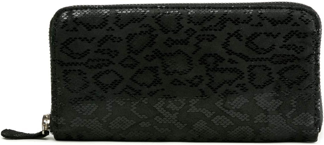 CoFi Wallets - Genuine Handmade Full Grain Leather Zip Wallet, Unique Black Anaconda Pattern | Amazon (US)