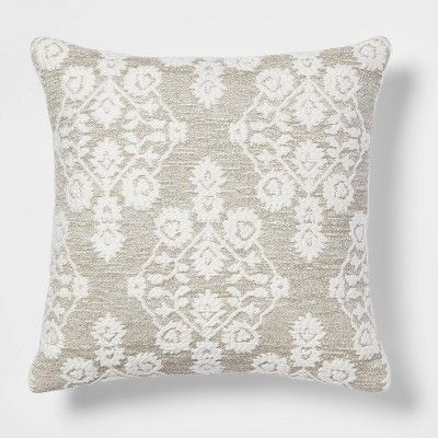 Cotton Textured Square Throw Pillow Sage/Cream - Threshold&#8482; | Target