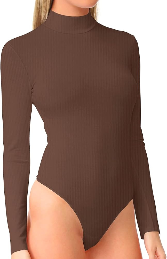 BelleLovin Women's Mock Turtle Neck Long Sleeve Basic Bodysuit Jumpsuit | Amazon (US)