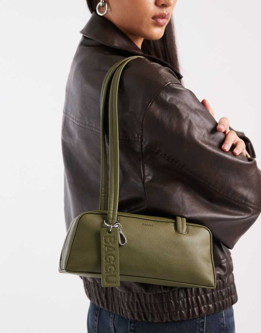 Baggu small leather bowler bag in loden green | ASOS (Global)