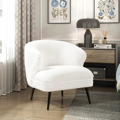 Decorative Chair, Living Room Furniture Green Boucle Upholstered In Fabric In Stylish Offices Upholstery, High-Density Foam Seat Cushions | Wayfair North America