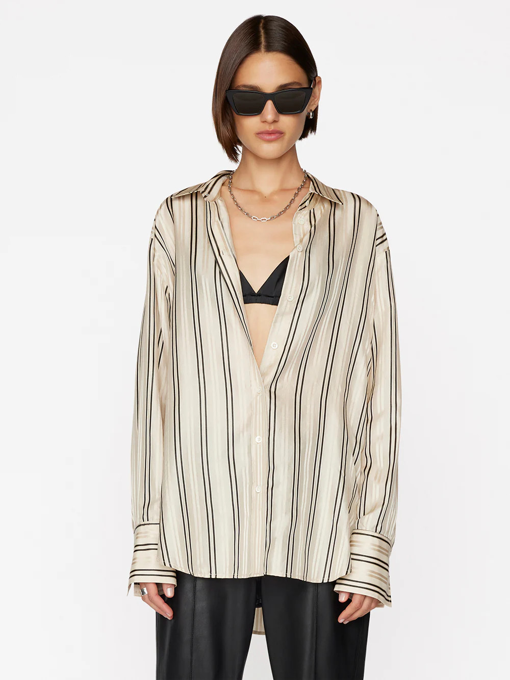 The Oversized Shirt -- Vanilla Multi | Frame Denim