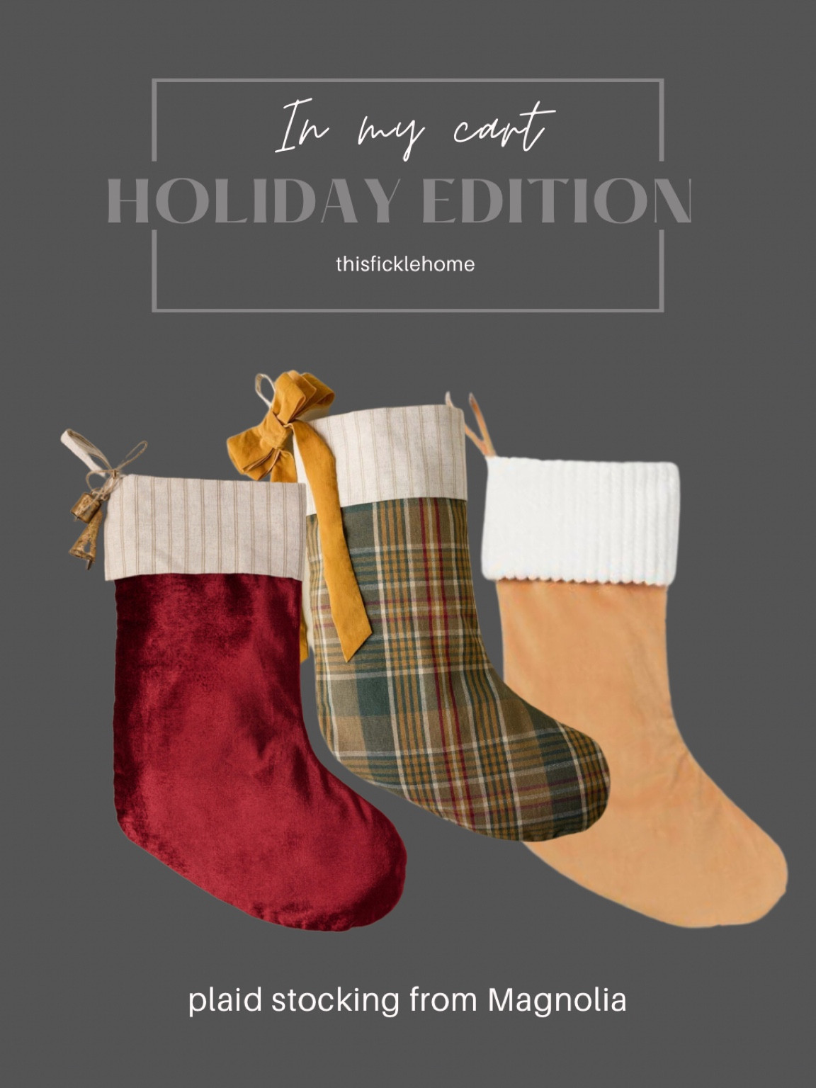 Christmas stockings, velvet stocking, plaid stocking, holiday mantel, Magnolia home.

#LTKhome #LTKSeasonal #LTKHoliday