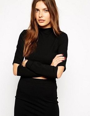 Lavish Alice High Neck Cropped Top with Cold Elbow | ASOS UK