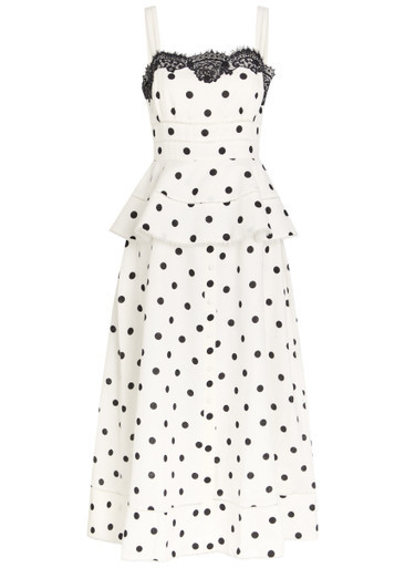 Layered polka-dot linen-blend midi dress | Harvey Nichols