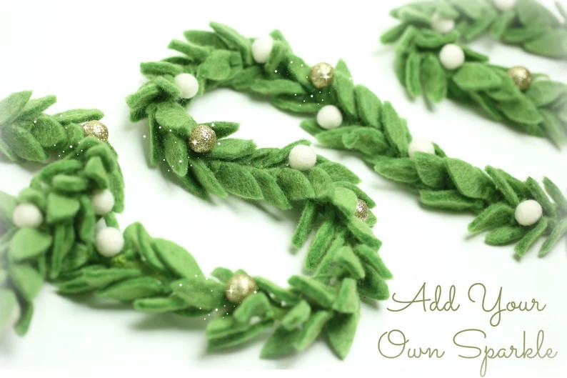 Felt Leaf Garland Christmas Garland Felt Mistletoe Garland - Etsy | Etsy (US)