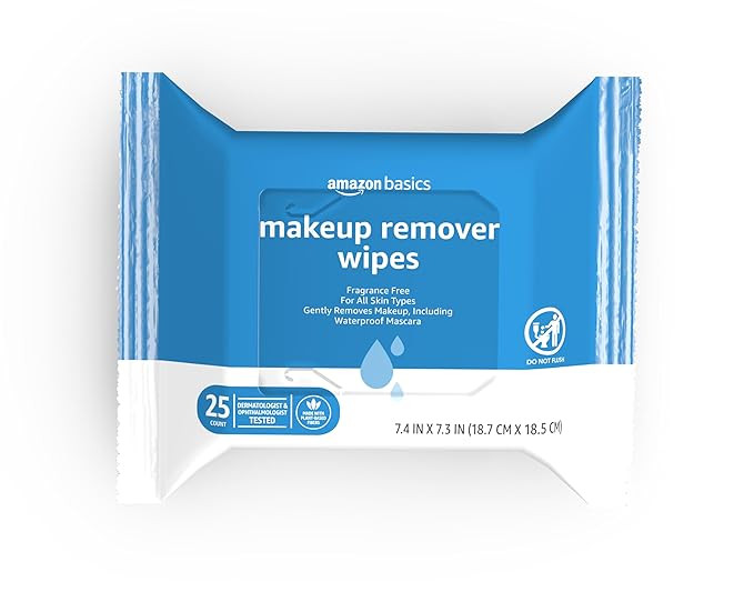 Amazon Basics Makeup Remover Wipes, Gentle Cleansing, Dermatologist Tested, Fragrance-Free, Plant... | Amazon (US)