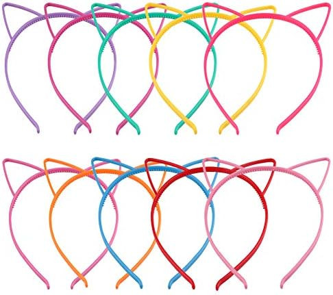 Candygirl Cat Ear Headbands, 10pcs Mix Colors Plastic Headbands for Girls Women, Hair Accessories... | Amazon (US)