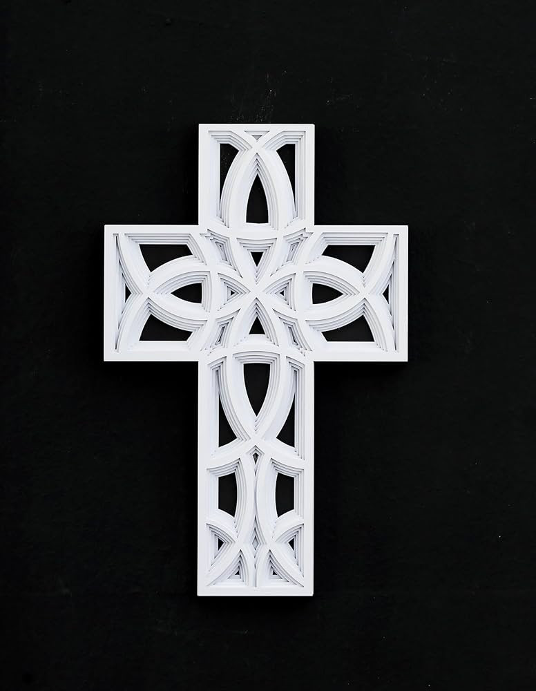 ADAVAS.Y&G Wall Cross 3D Layers Cross for Wall White Cross Decorative Christians Ichthys Jesus Fi... | Amazon (US)