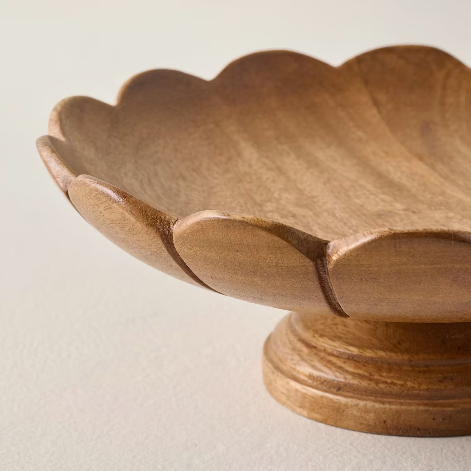 Decorative Antiqued Wood Footed Bowl | Magnolia