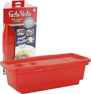 Microwave Pasta Cooker- The Original Fasta Pasta (Red)- Quickly Cooks up to 4 Servings- No Mess, ... | Amazon (US)