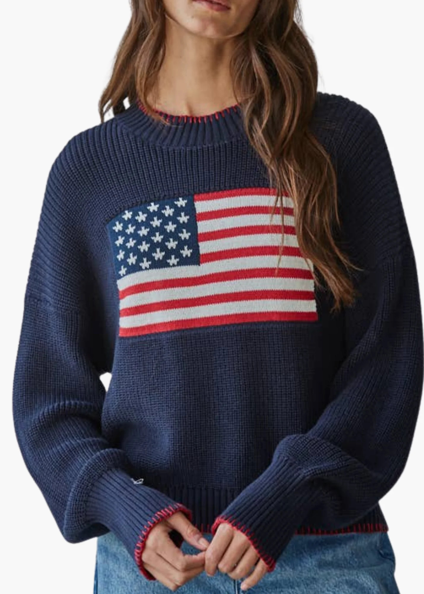 American Flag Pullover in Navy | Poppy and Pink