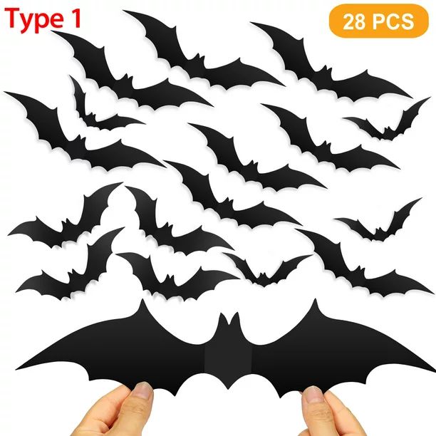 iMounTEK 28pcs Halloween Bats 3D Decoration Bats Halloween Party Supplies Scary Bat Sticker Hallo... | Walmart (US)