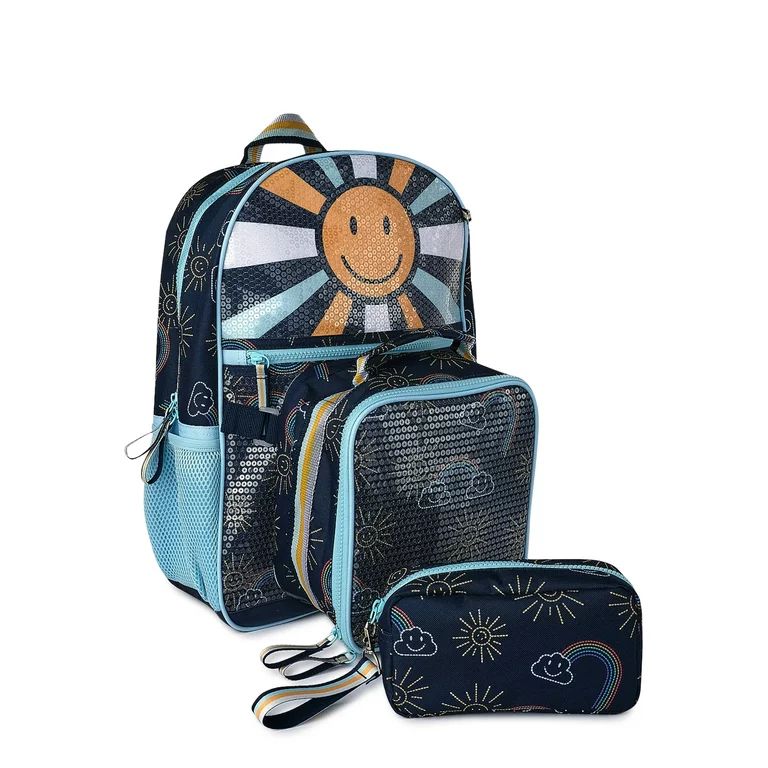 Wonder Nation Kids' Smiley Backpack, Lunch Tote and Pouch Set, 3-Piece | Walmart (US)