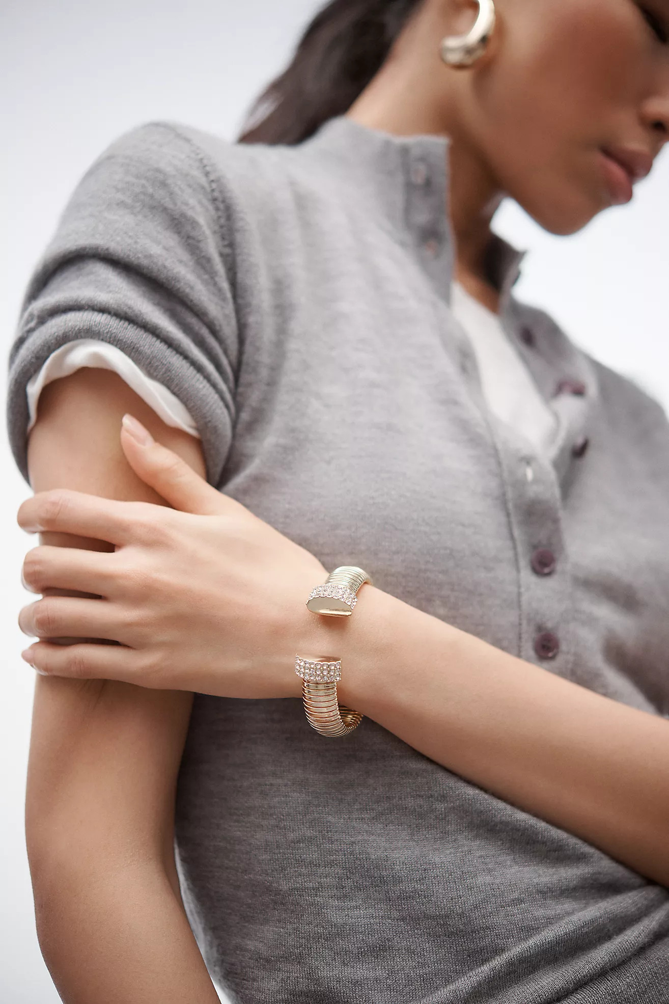 Pavé Ribbed Cuff Bracelet | Anthropologie (US)