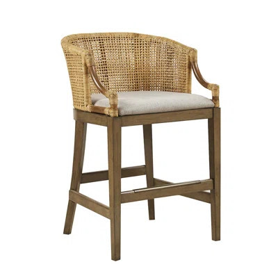 25" High Handmade Counter Stool - Natural Feeling, Linen Padded Sitting Area, Stable Solid Wood Legs, Antique Bronze Adornment H With Fabric Seat And | Wayfair North America