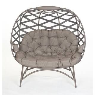 FlowerHouse Cozy 4-Legged Metal Outdoor Pumpkin Lounge Chair with Sand Crossweave Cushion FHPC400... | The Home Depot