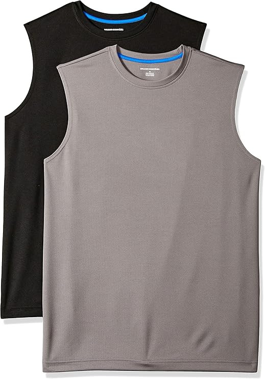 Amazon Essentials Men's Active Performance Tech Muscle Sleeveless Tank Top Workout Shirt, Pack of... | Amazon (US)