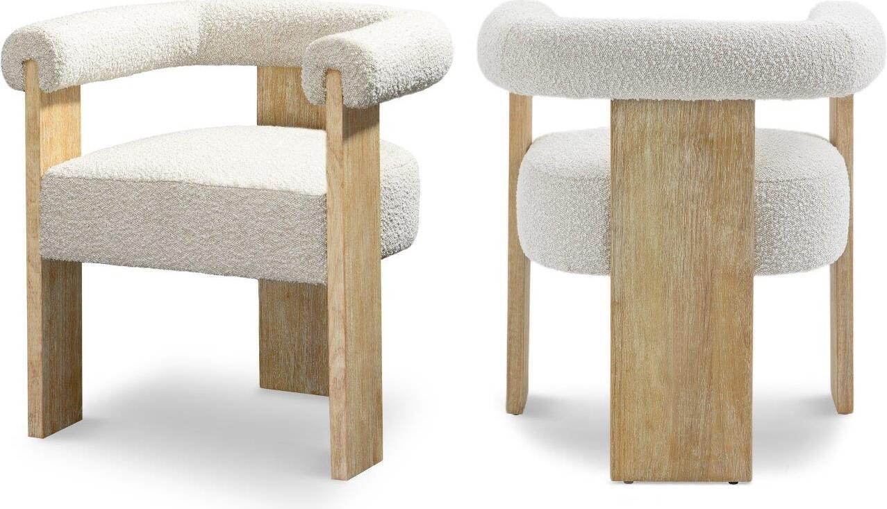 Barrel Cream Boucle Fabric Dining Chair 566Cream-C | 1stopbedrooms