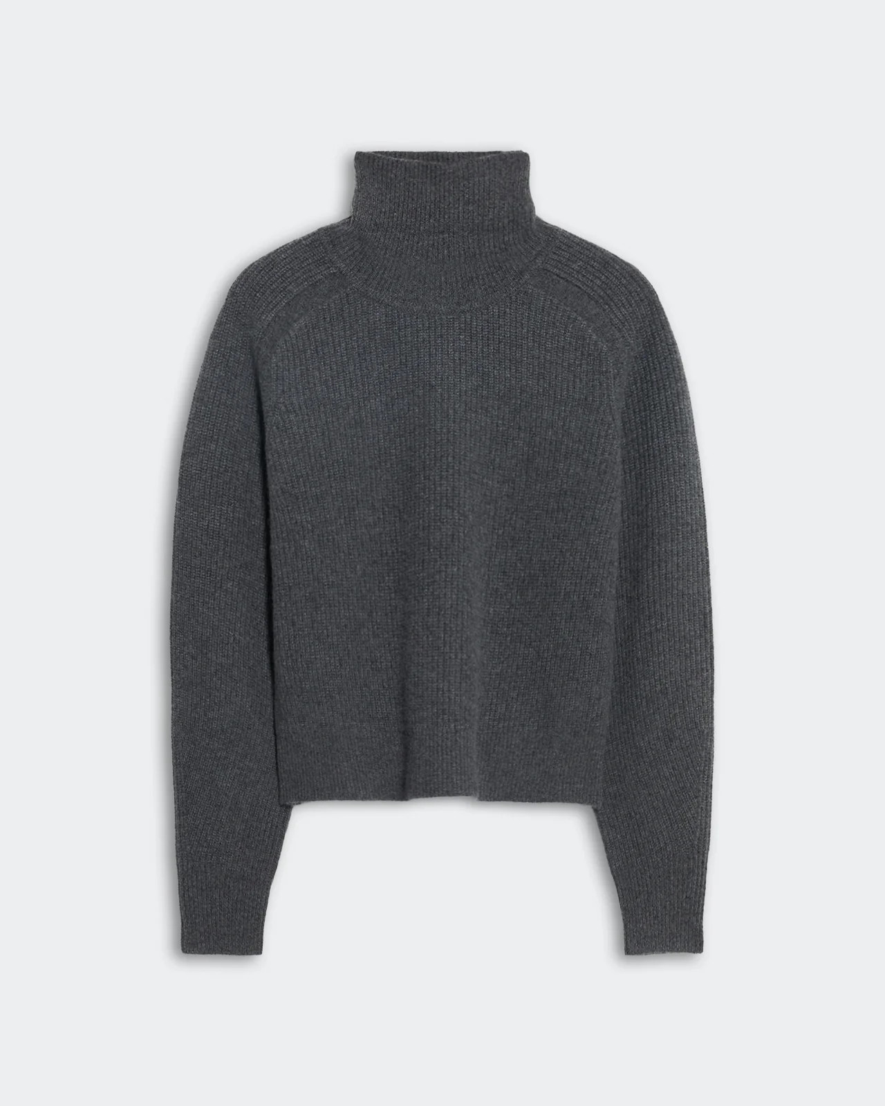 Cropped Rib Turtleneck - Charcoal | Guest In Residence
