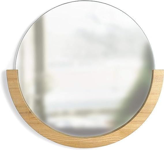 Umbra Mira Decorative Wall Entryway, Circular Mirror with Wood Frame on The Bottom Half, 30 Inch,... | Amazon (US)