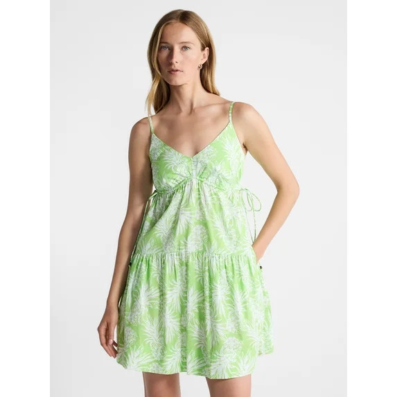 Free Assembly Women's Tiered Sleeveless Cotton Mini Dress with Side Ties, Sizes XS-XXL | Walmart (US)