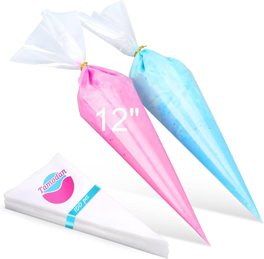 12 Inches Side Not Bursting Piping Bag, 100 Pcs Explosion-Proof Cracked Thickened Pastry Bags Dis... | Amazon (US)