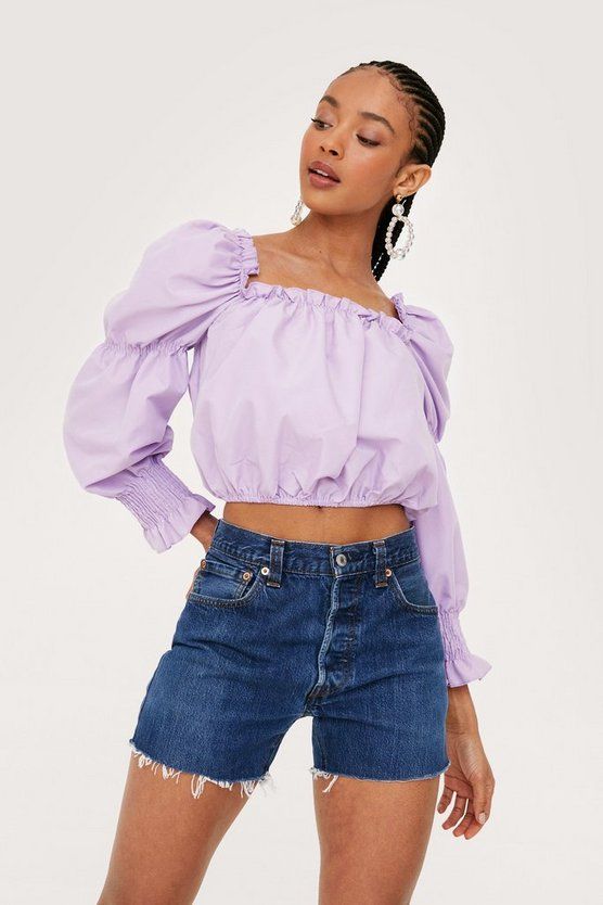 Puff Sleeve Square Neck Crop Top | Nasty Gal (US)