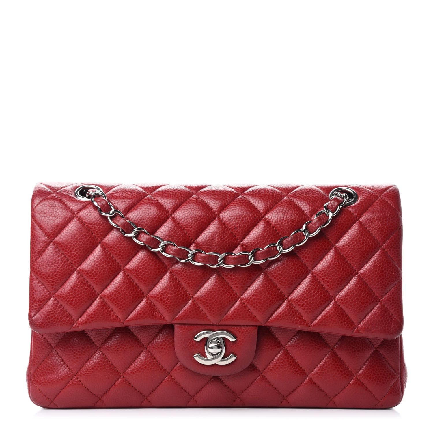 Caviar Quilted Medium Double Flap Red | Fashionphile