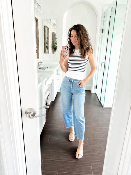 Summer outfit inspo - Casual summer top- Stripped tank - Fav denim jeans - Comfortable outfit - Summer fashion 

#LTKSeasonal #LTKStyleTip