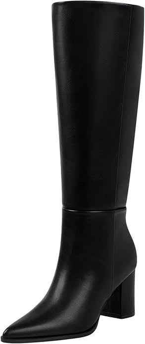 Women Knee High Boots: Comfortable Pointed Toe Tall Boot, Chunky Heel Wide Calf Fall Winter Fashi... | Amazon (US)