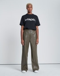 Faux Leather Easy Trouser in Deep Lichen | 7 For All Mankind