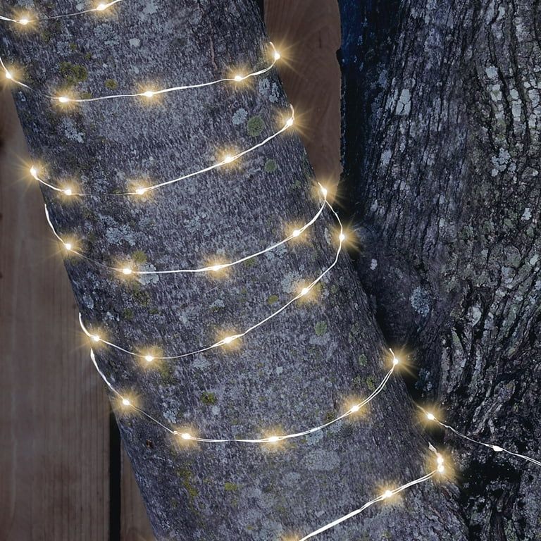 Mainstays Solar Power 200-Count Warm White Fairy LED Wire String Lights Garden Decorative | Walmart (US)