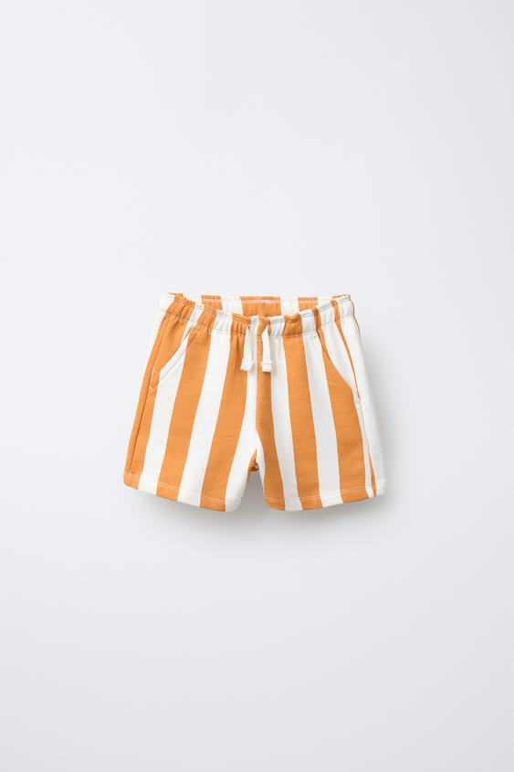 STRIPED STRAIGHT PLUSH SHORTS | Zara US