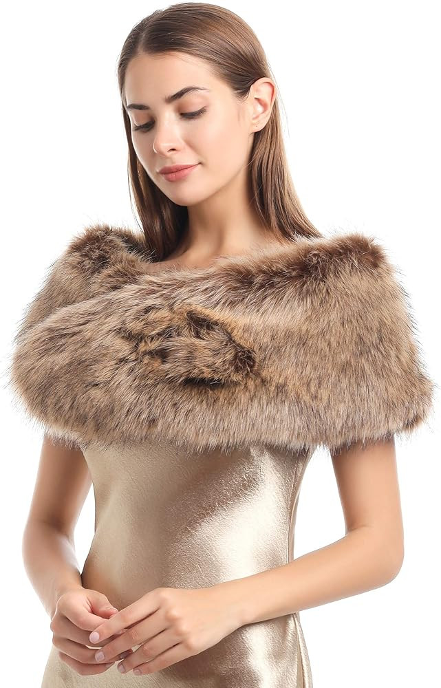 Soul Young Faux Fur Collar Women's Neck Warmer Scarf Wrap | Amazon (US)